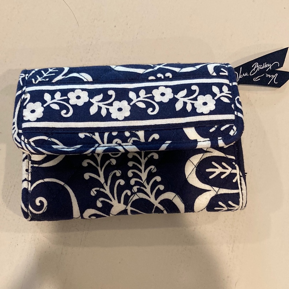 Vera Bradley Twirlybird Navy Trifold Wallet